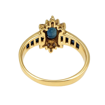 Vintage Sapphire Diamond 14k Yellow Gold Ring