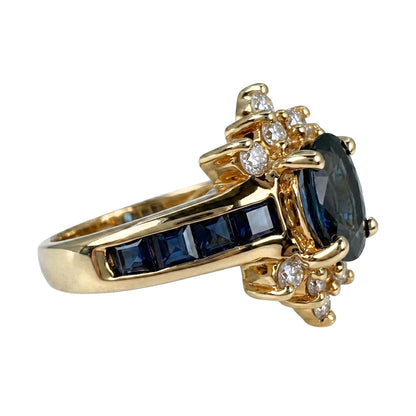 Vintage Sapphire Diamond 14k Yellow Gold Ring