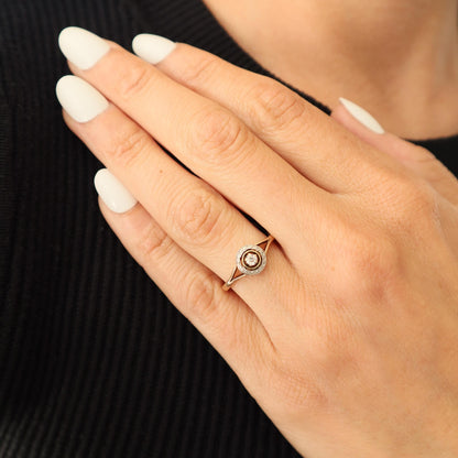 Art Deco Diamond 14k Platinum Target Ring