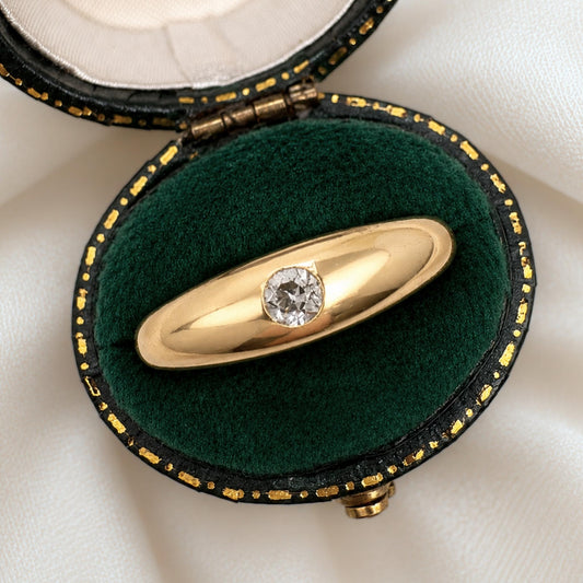Vintage Diamond 14k Yellow Gold Gypsy Band Ring