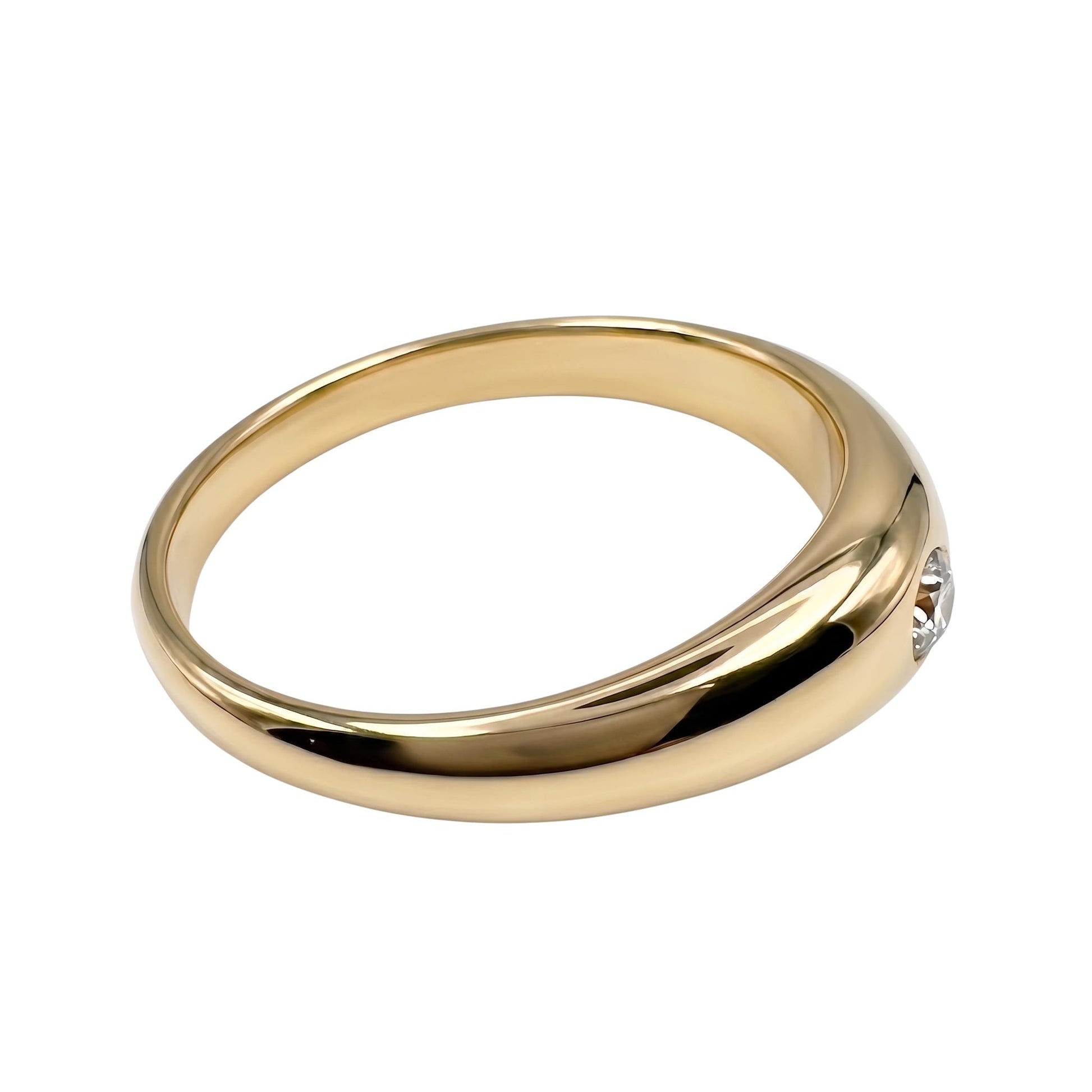 Vintage Diamond 14k Yellow Gold Gypsy Band Ring