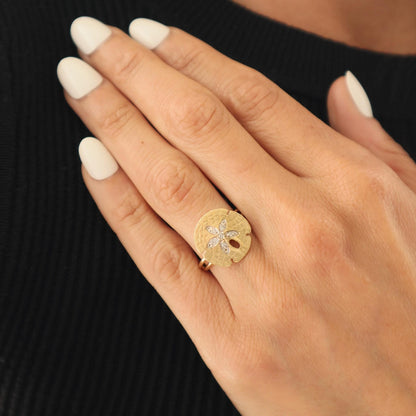 Diamond 14k Yellow Gold Sand Dollar Ring