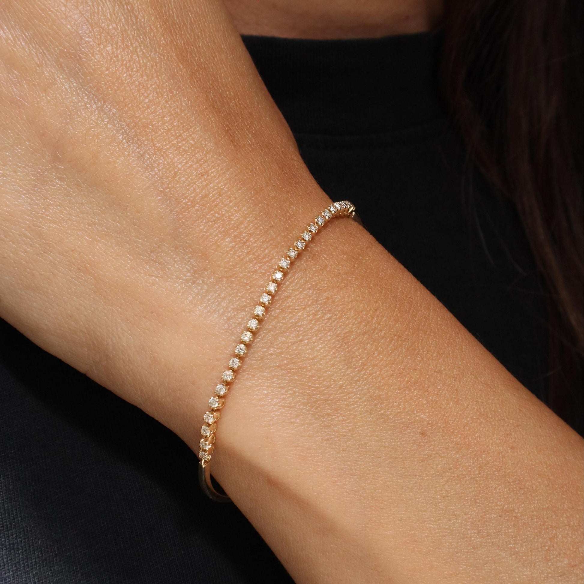 Vintage Diamond 14k Yellow Gold Line Bracelet