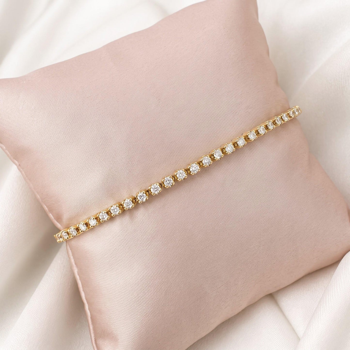 Vintage Diamond 14k Yellow Gold Line Bracelet