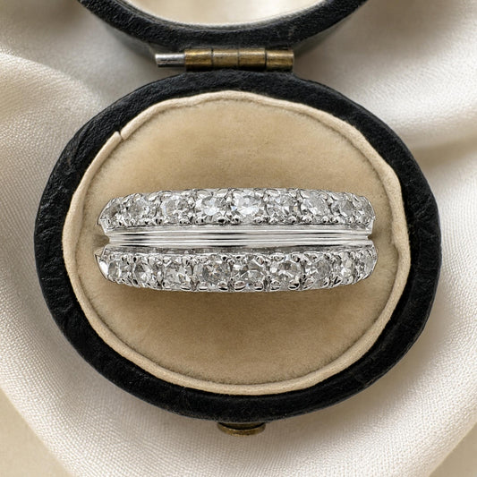Mid Century Diamond Platinum Double Row Band Ring
