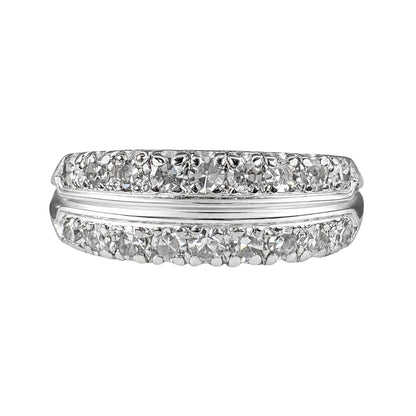 Mid Century Diamond Platinum Double Row Band Ring