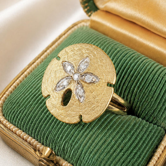 Diamond 14k Yellow Gold Sand Dollar Ring
