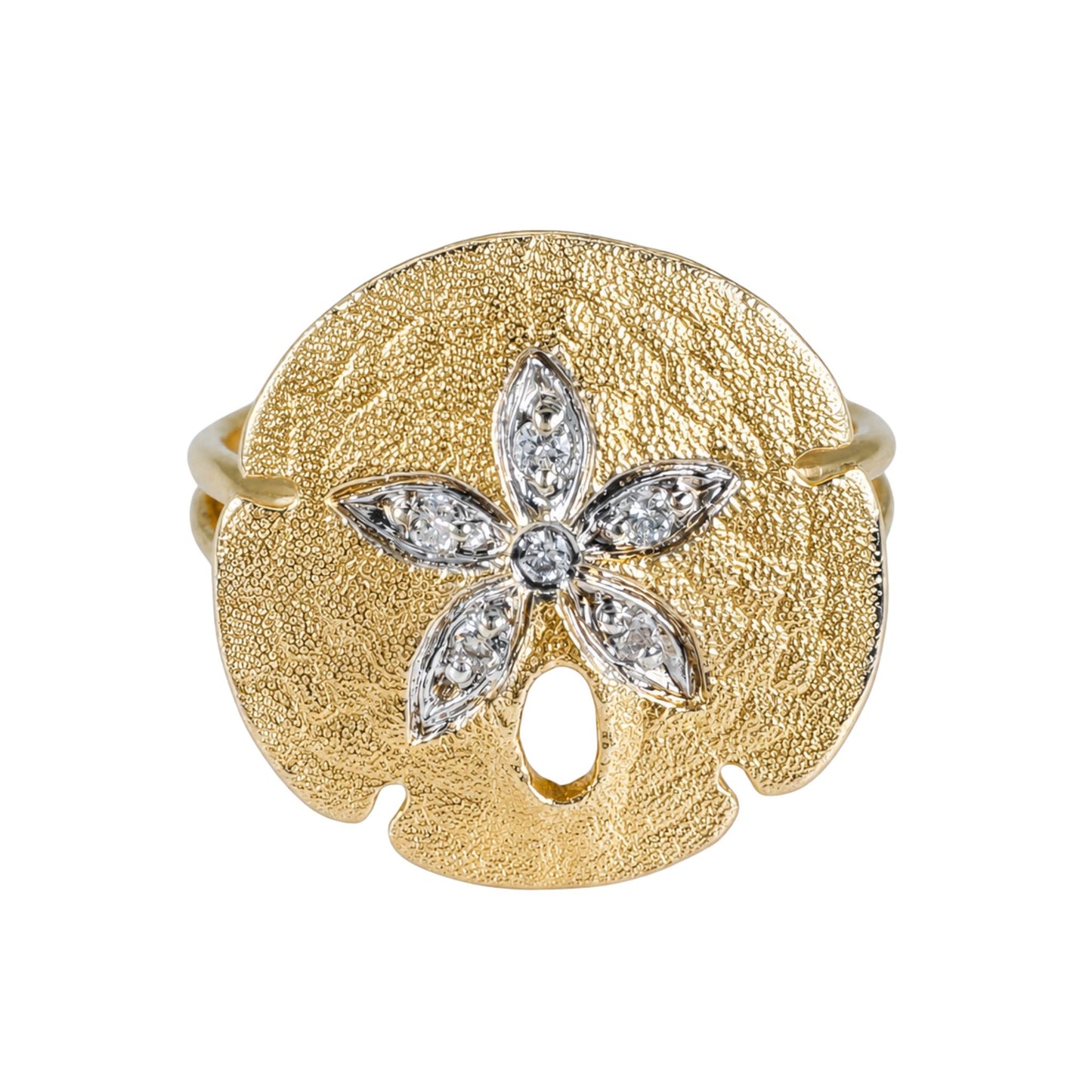 Diamond 14k Yellow Gold Sand Dollar Ring
