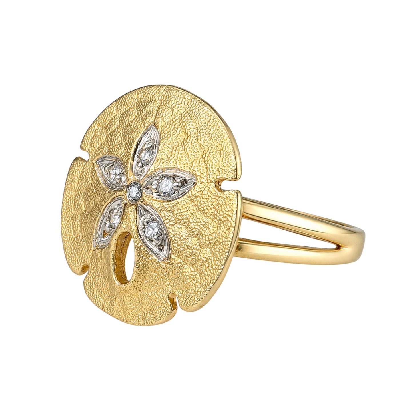 Diamond 14k Yellow Gold Sand Dollar Ring