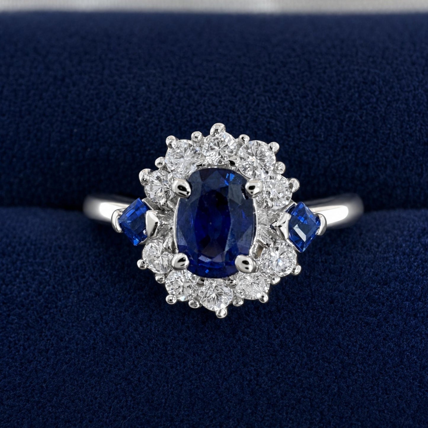 Vintage Sapphire Diamond Platinum Ring