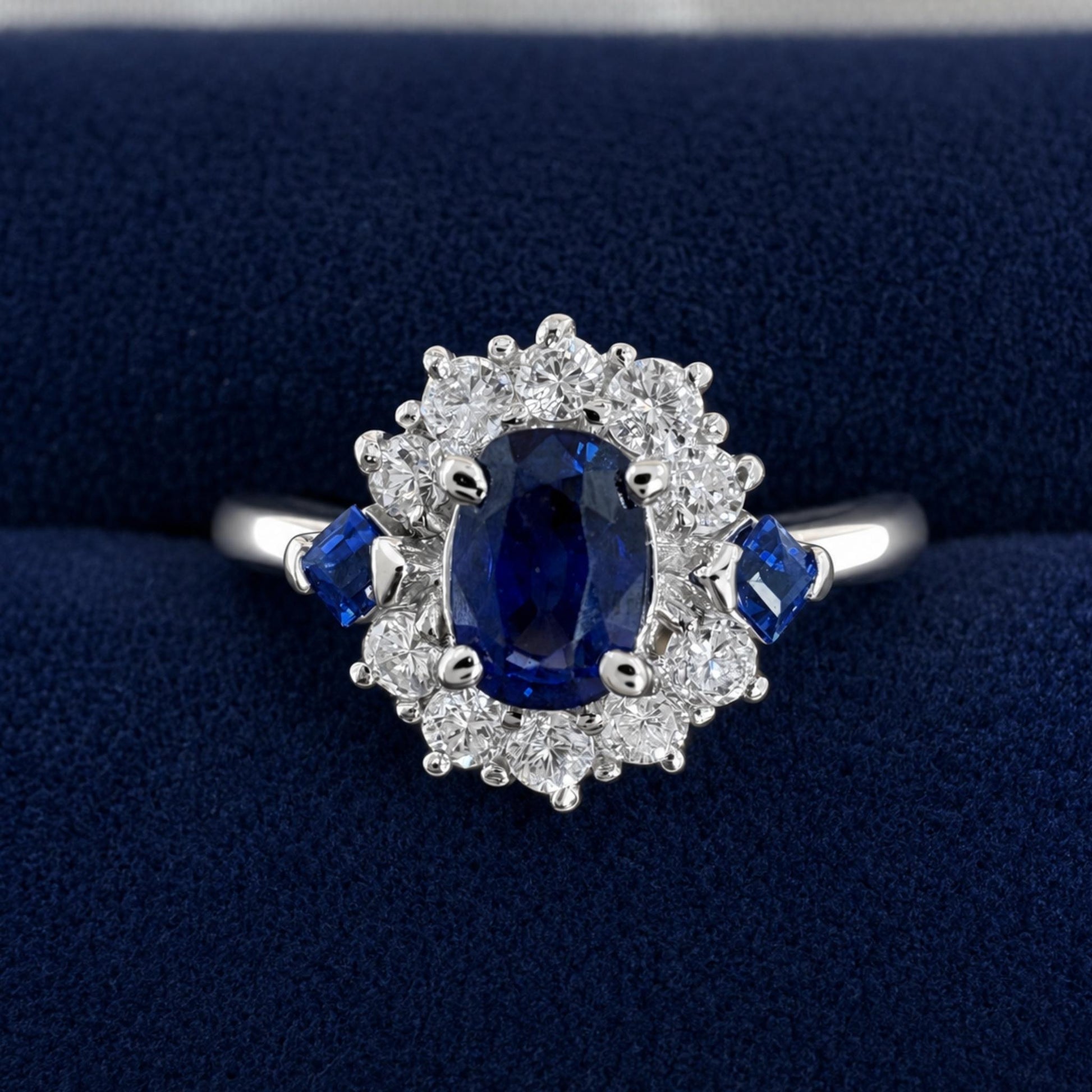 Vintage Sapphire Diamond Platinum Ring