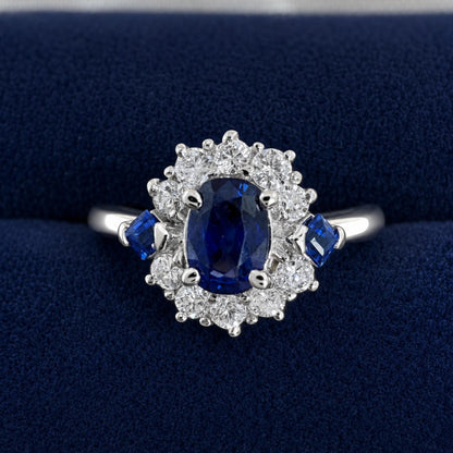 Vintage Sapphire Diamond Platinum Ring