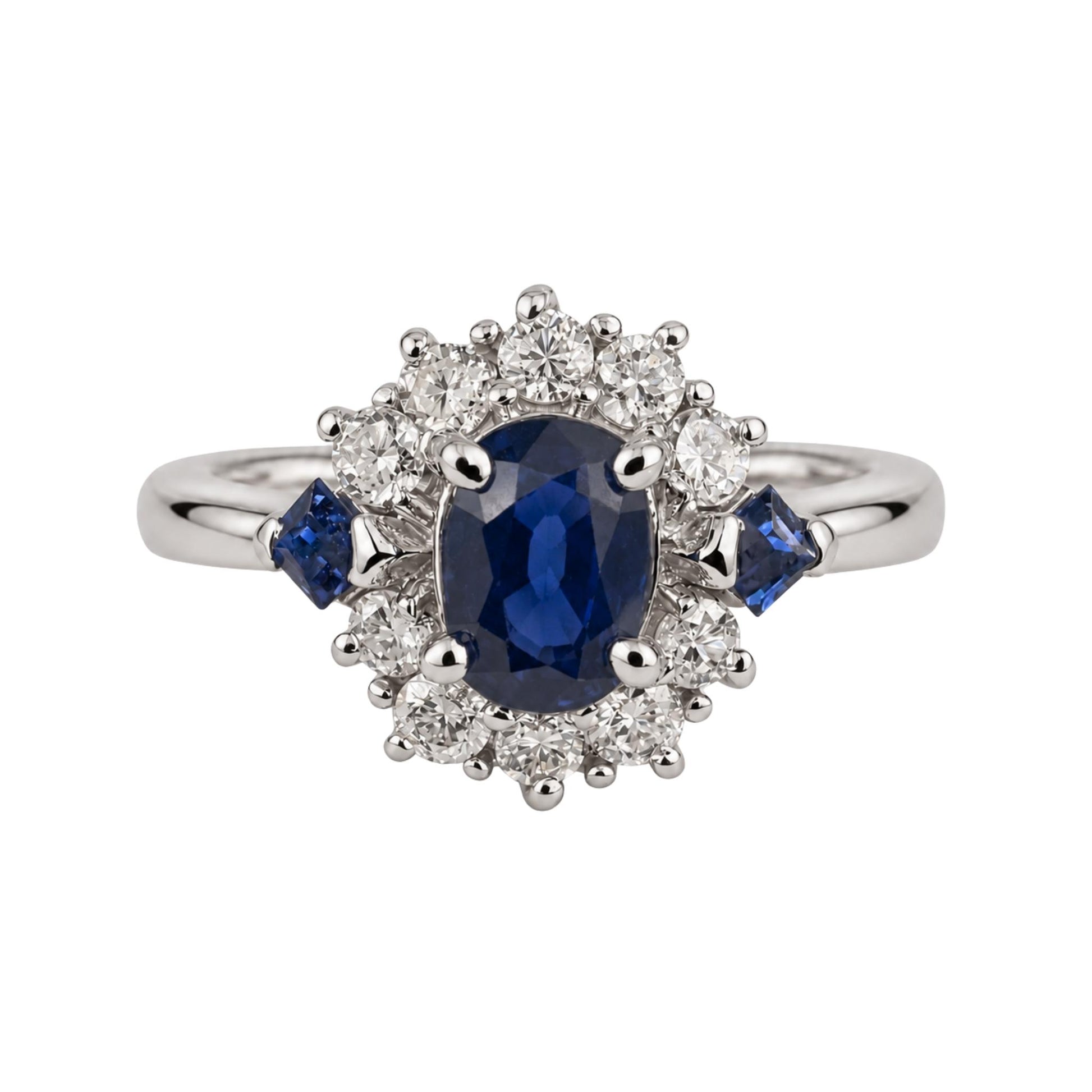 Vintage Sapphire Diamond Platinum Ring