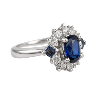 Vintage Sapphire Diamond Platinum Ring
