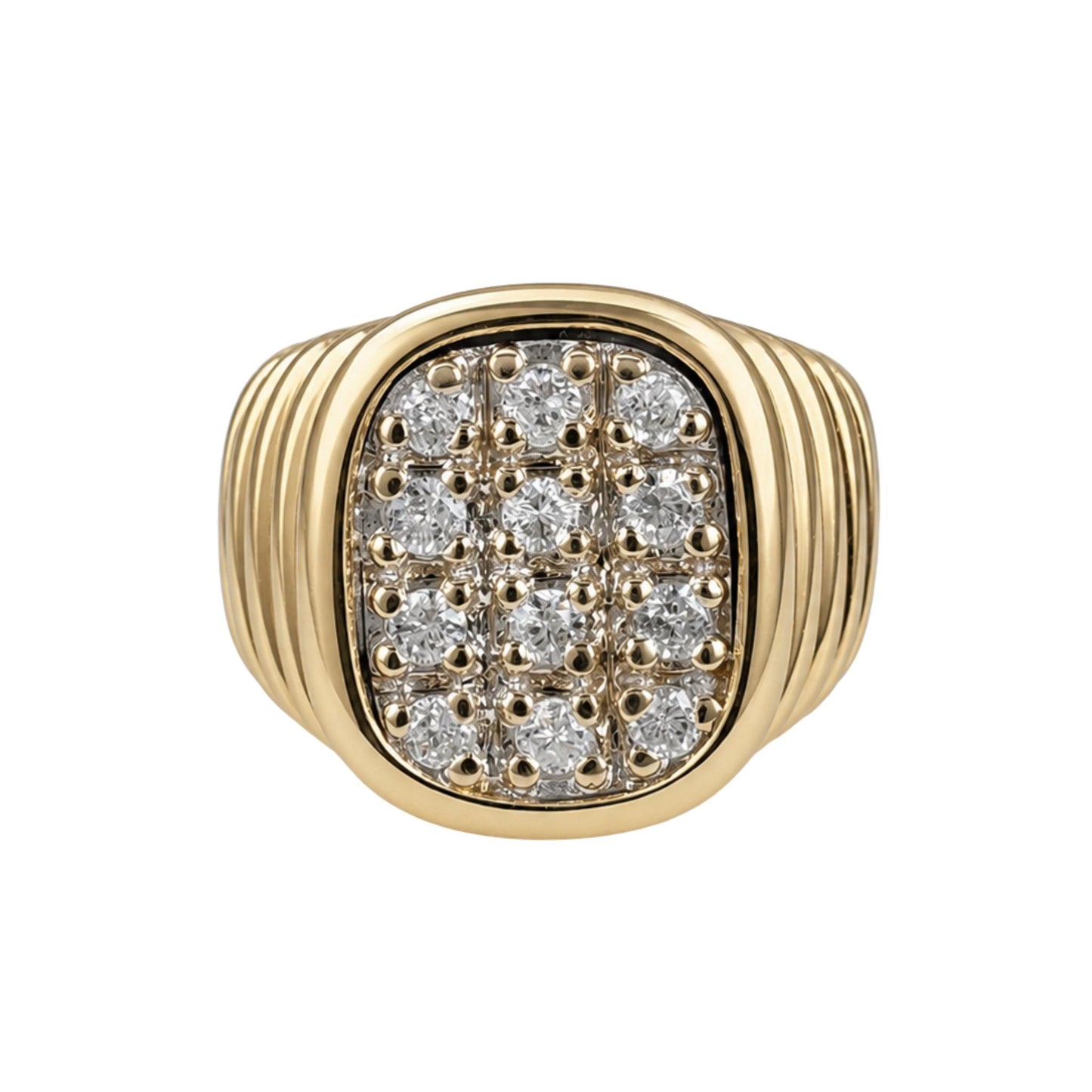Vintage Diamond 14k Yellow Gold Signet Ring