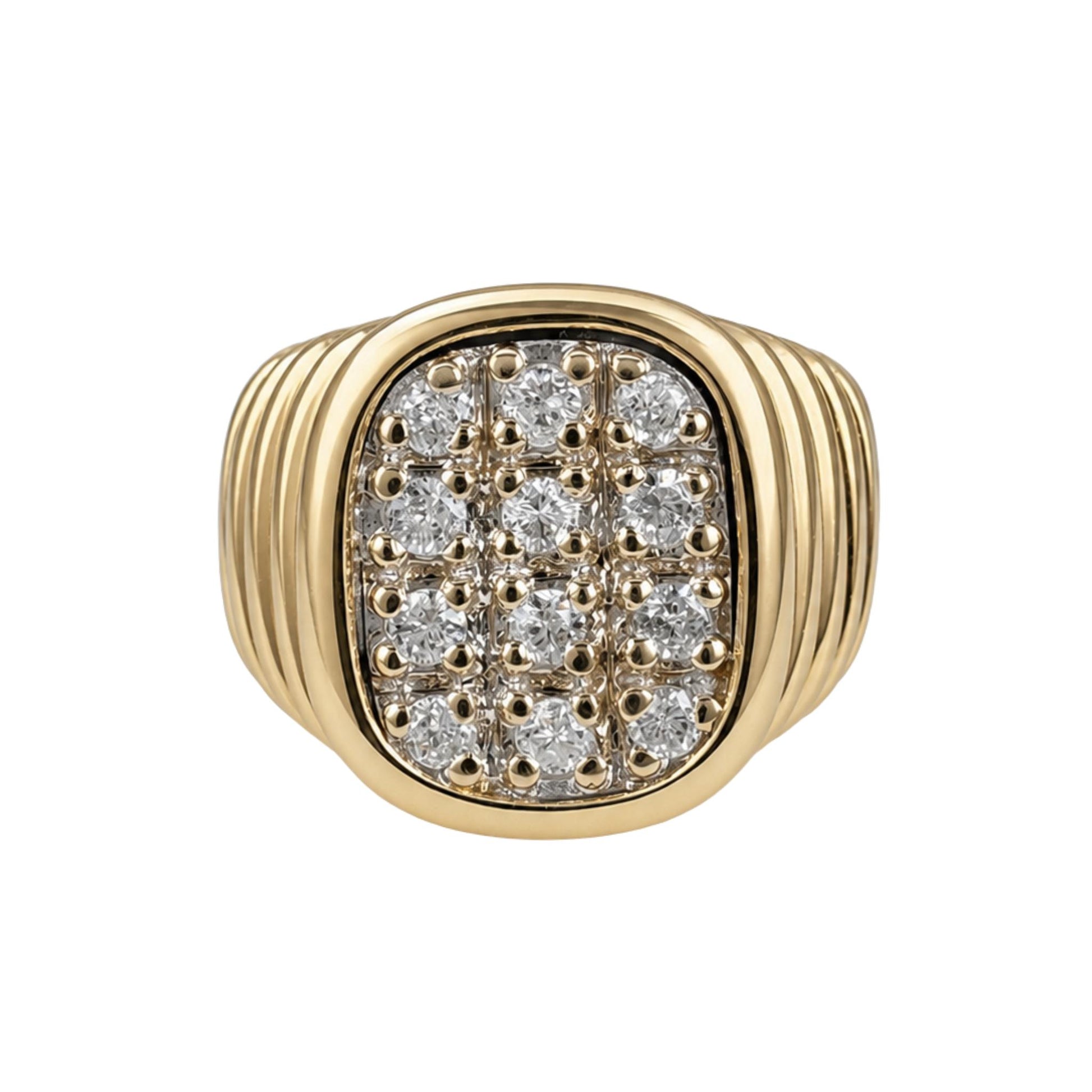 Vintage Diamond 14k Yellow Gold Signet Ring