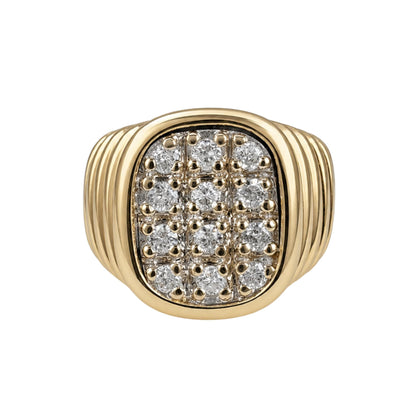Vintage Diamond 14k Yellow Gold Signet Ring