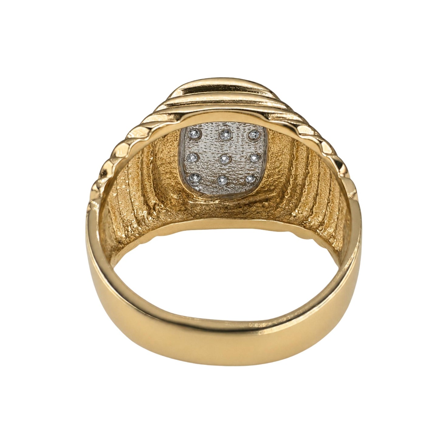 Vintage Diamond 14k Yellow Gold Signet Ring