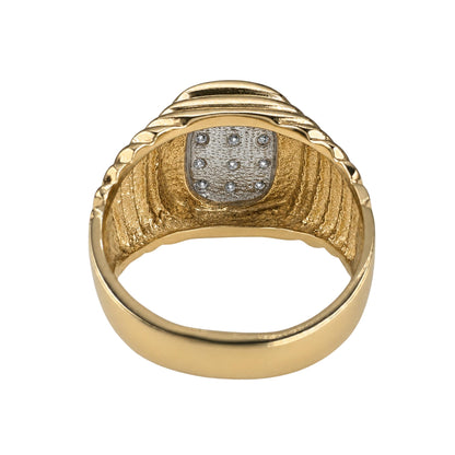 Vintage Diamond 14k Yellow Gold Signet Ring
