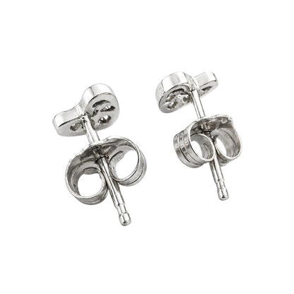 Vintage Diamond 14k White Gold Heart Stud Earrings