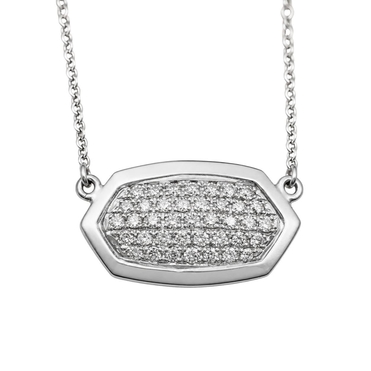 Vintage Italian Diamond 18k White Gold Pendant Necklace