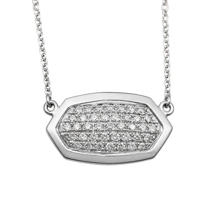 Vintage Italian Diamond 18k White Gold Pendant Necklace