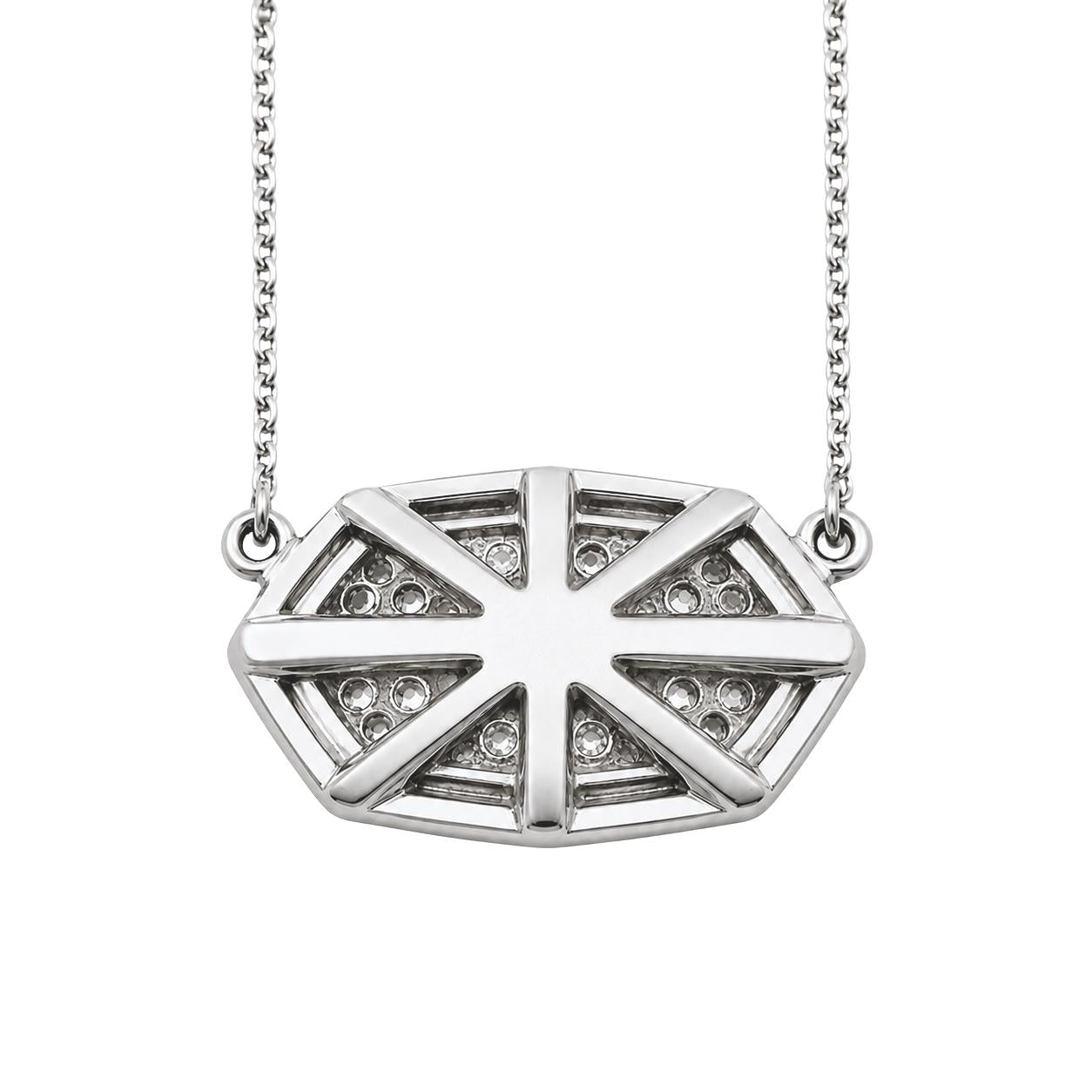 Vintage Italian Diamond 18k White Gold Pendant Necklace