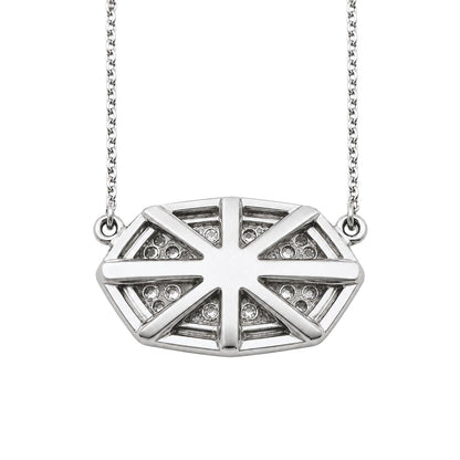 Vintage Italian Diamond 18k White Gold Pendant Necklace