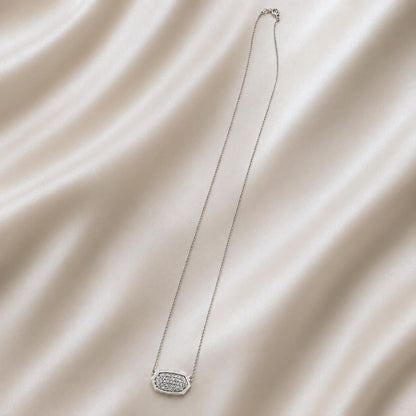Vintage Italian Diamond 18k White Gold Pendant Necklace