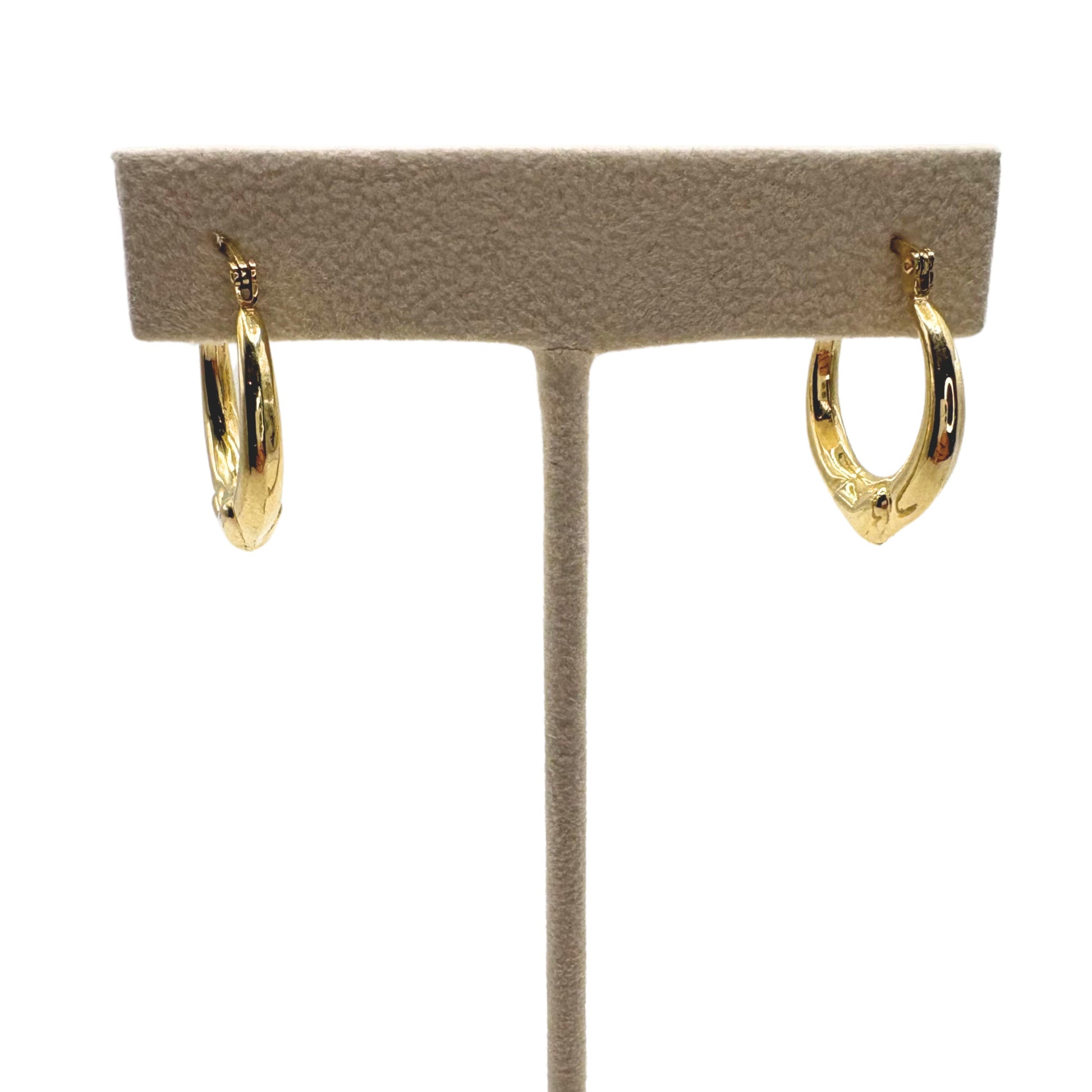 Vintage 14k Yellow Gold Heart Hoop Earrings