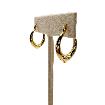 Vintage 14k Yellow Gold Heart Hoop Earrings