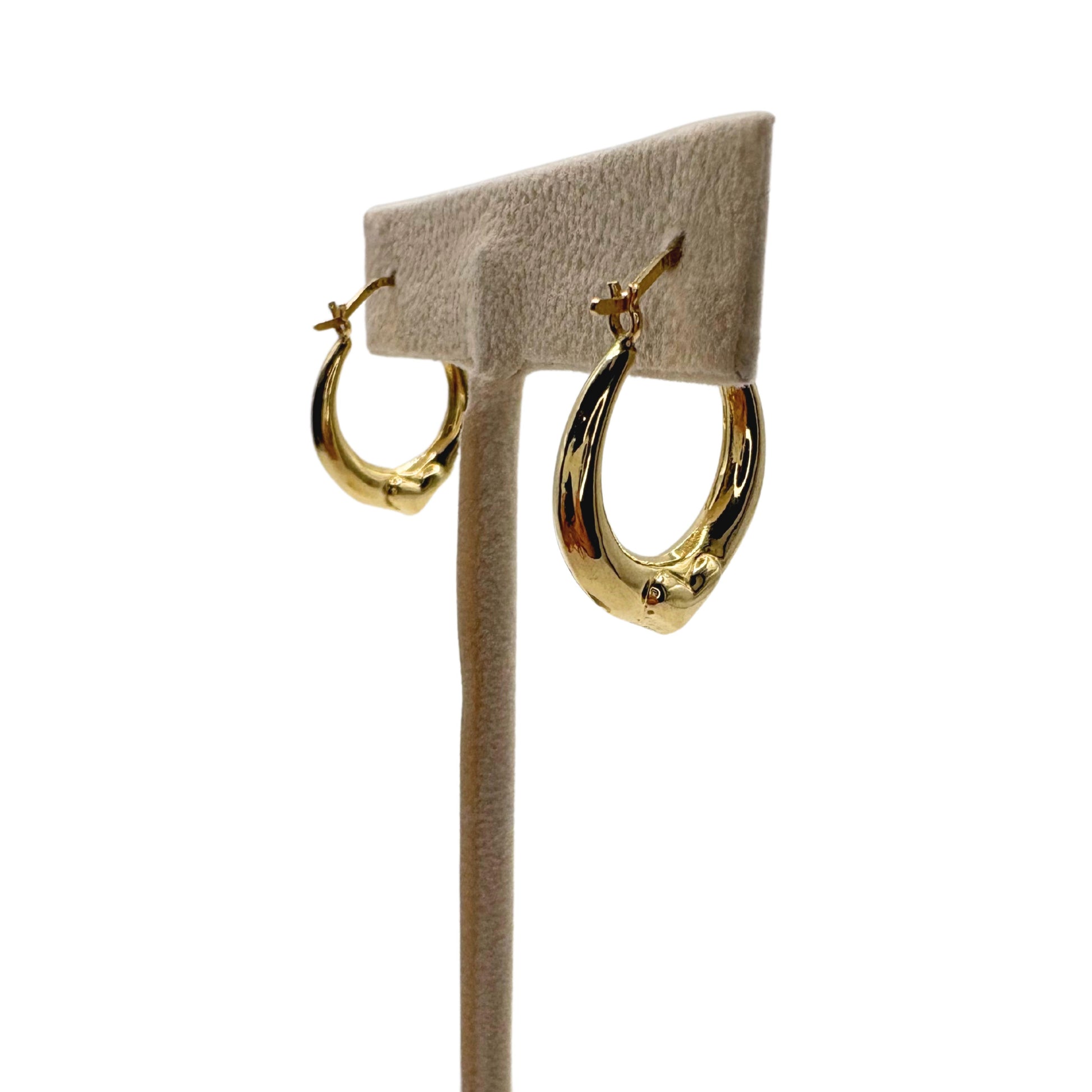 Vintage 14k Yellow Gold Heart Hoop Earrings