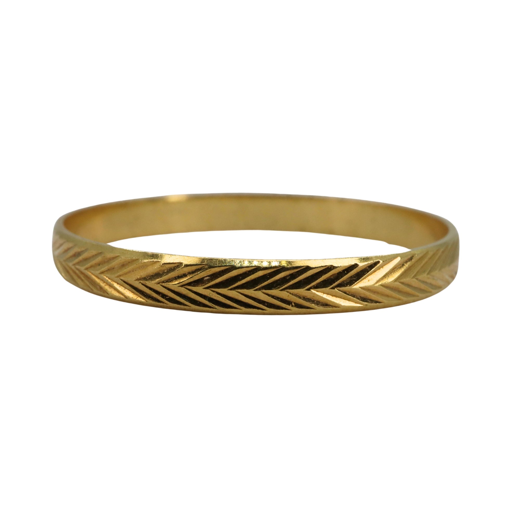 Vintage Italian 18k Yellow Gold Textured Band Ring