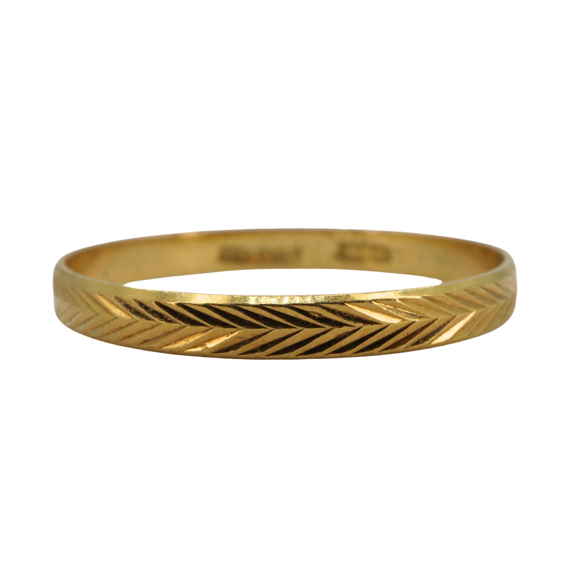 Vintage Italian 18k Yellow Gold Textured Band Ring