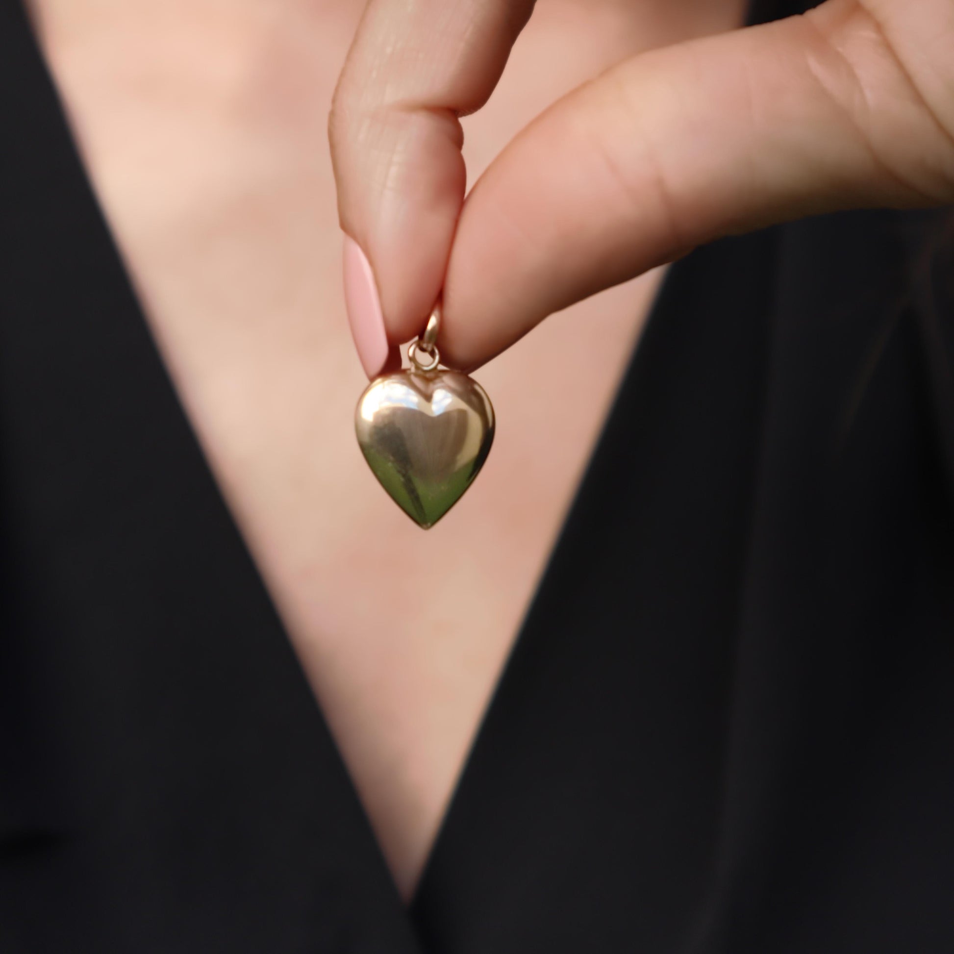 Vintage Italian 14k Yellow Gold Puffy Heart Charm