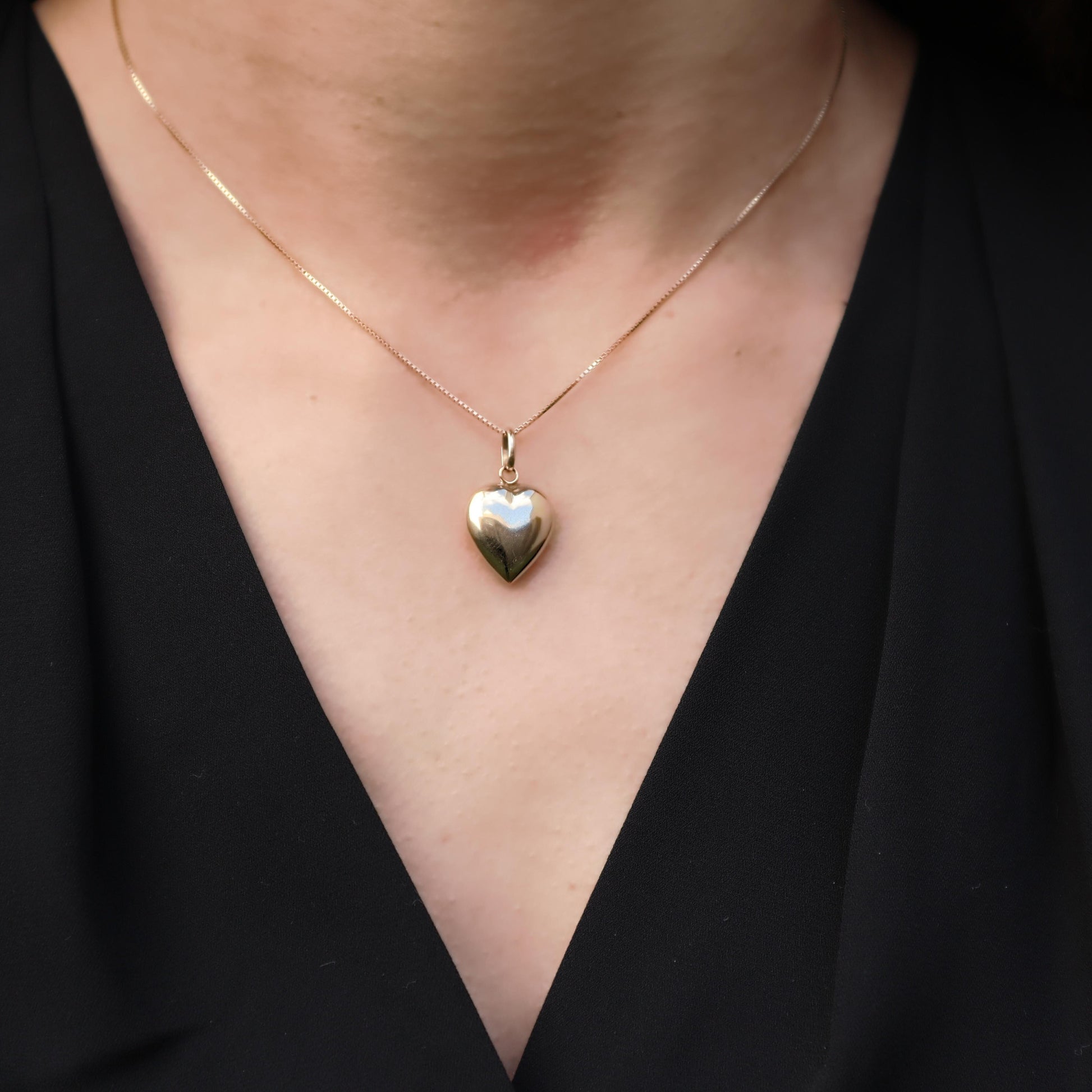 Vintage Italian 14k Yellow Gold Puffy Heart Charm