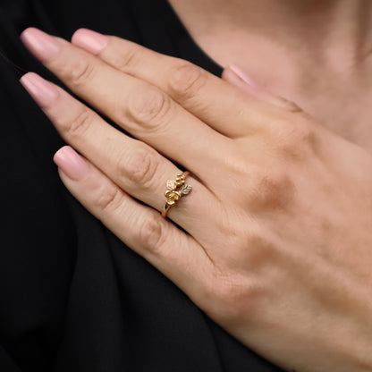 Vintage Black Hills 10k Tricolor Floral Ring
