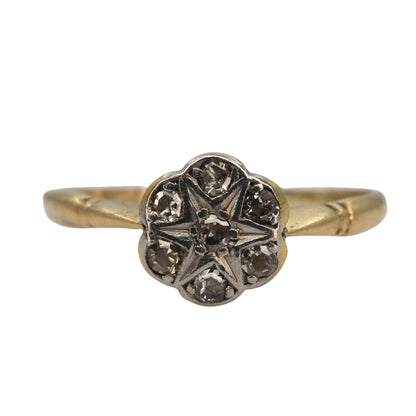 Art Deco Diamond Platinum Yellow Gold Daisy Ring