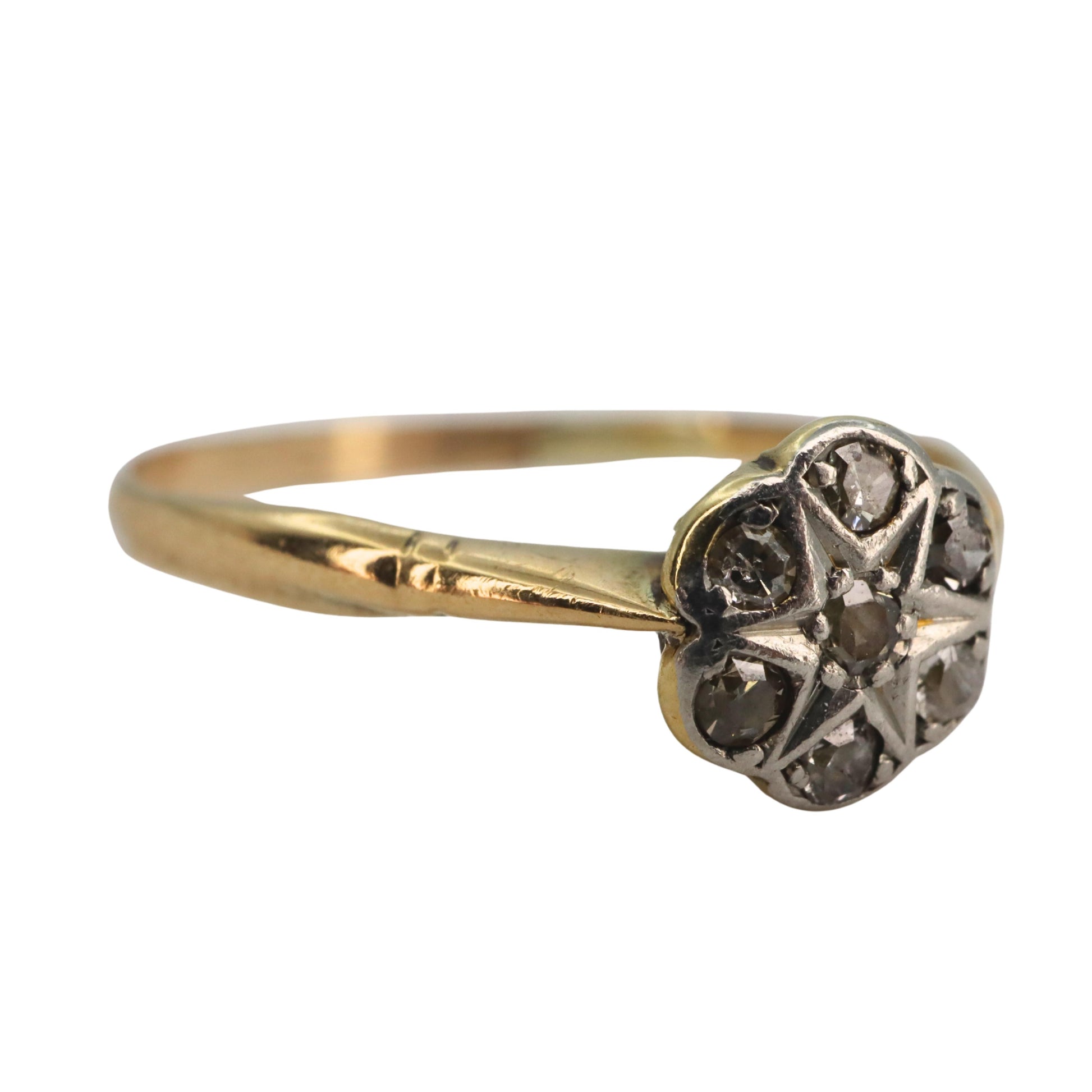 Art Deco Diamond Platinum Yellow Gold Daisy Ring