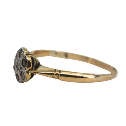 Art Deco Diamond Platinum Yellow Gold Daisy Ring