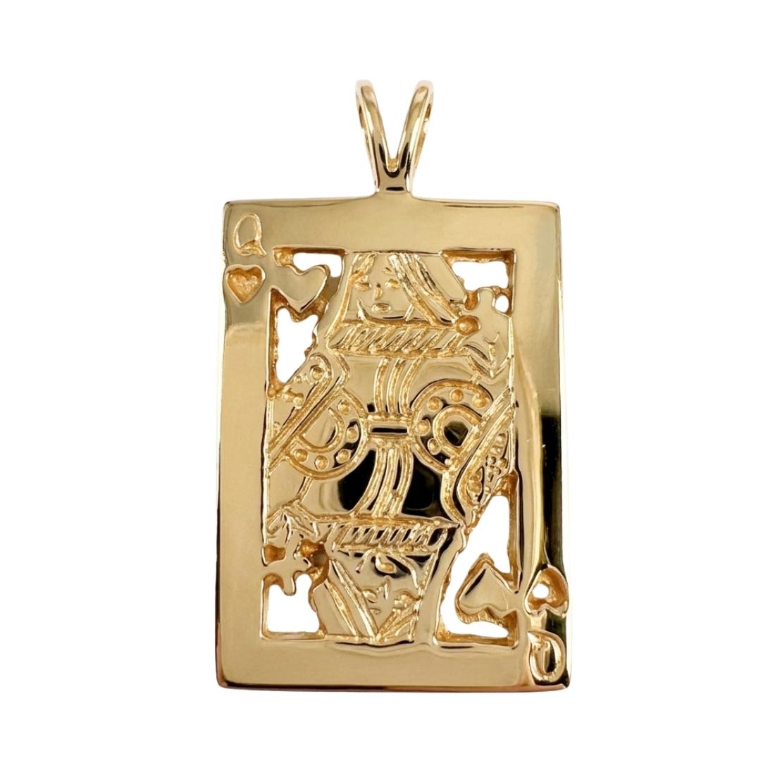 Mid Century 14k Yellow Gold Queen of Hearts Charm