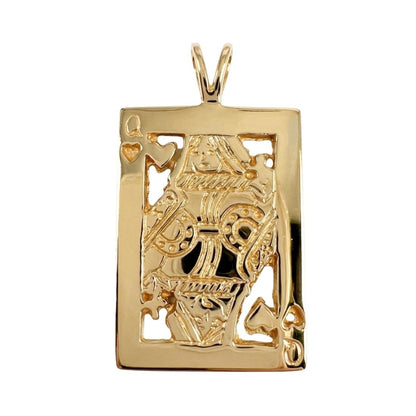 Mid Century 14k Yellow Gold Queen of Hearts Charm