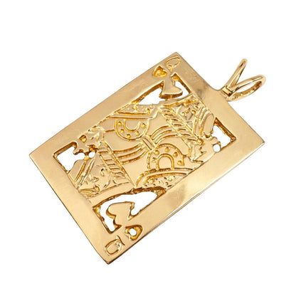 Mid Century 14k Yellow Gold Queen of Hearts Charm