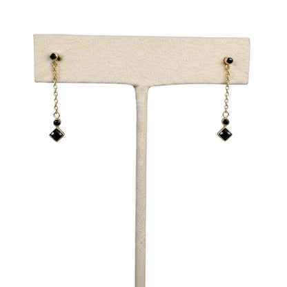Vintage Sapphire 14k Yellow Gold Chain Dangle Earrings