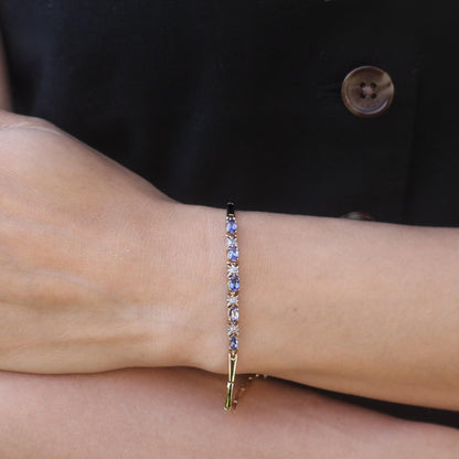 Vintage Tanzanite Diamond 14k Gold Bracelet
