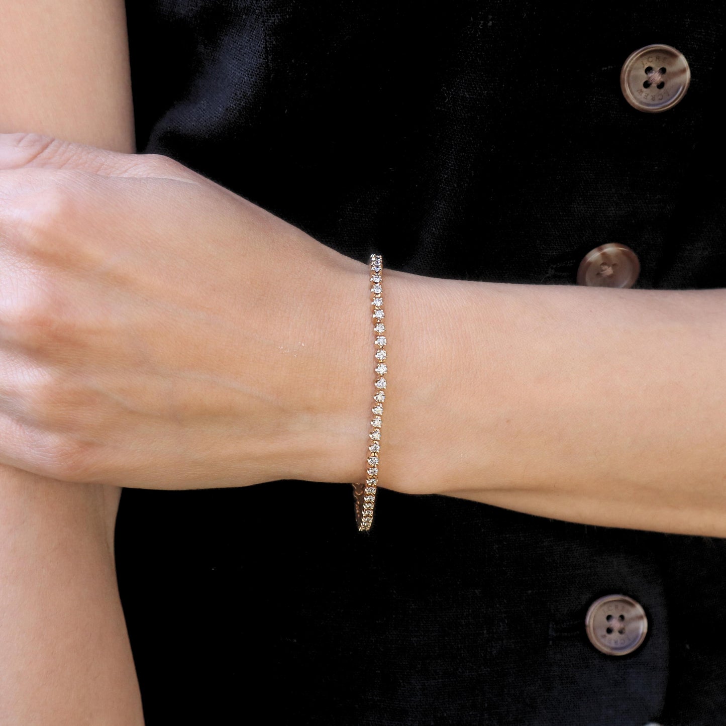 Vintage 2.40 Carat Diamond 14k Yellow Gold Tennis Bracelet