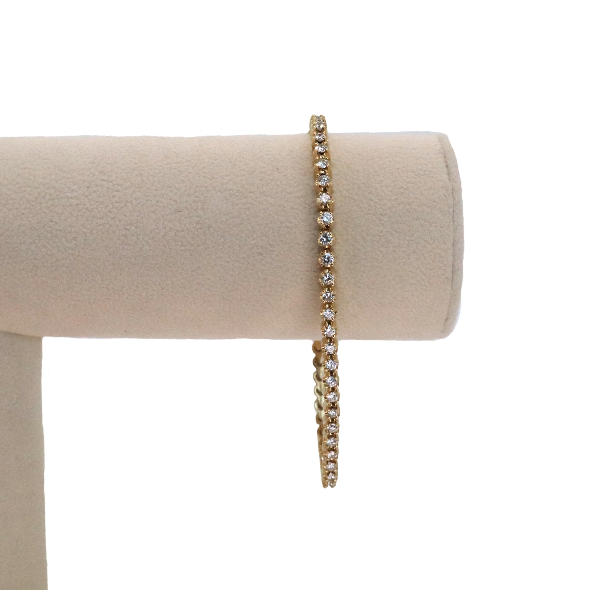 Vintage 2.40 Carat Diamond 14k Yellow Gold Tennis Bracelet