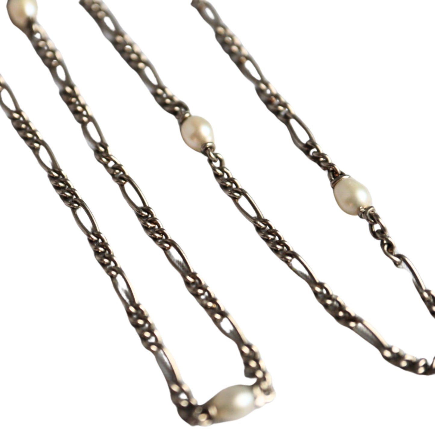 Art Deco Pearl Platinum Station Necklace