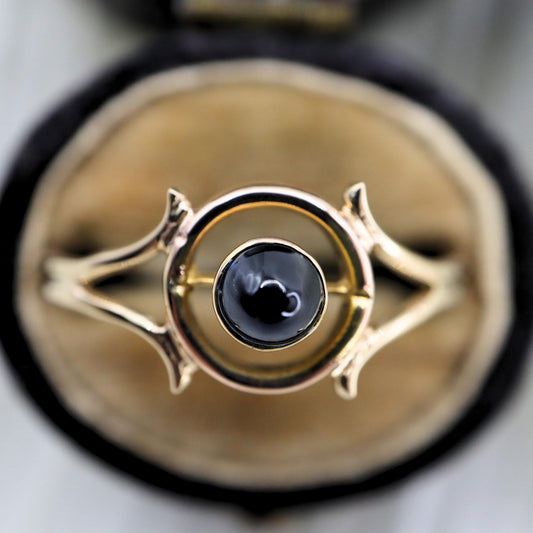 Vintage Sapphire 14k Yellow Gold Evil Eye Ring