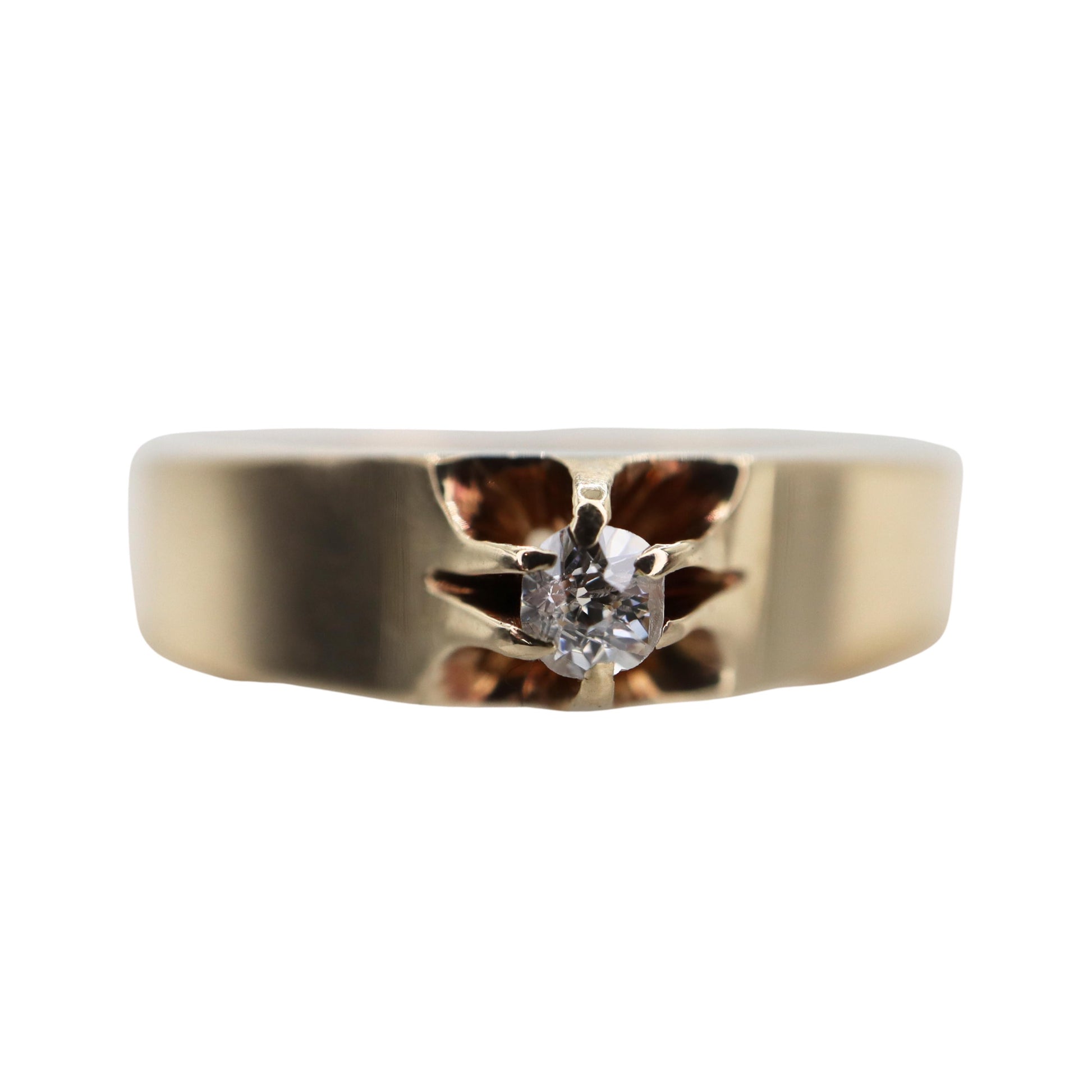 Retro English Diamond 14k Gold Band Ring